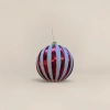 Red and silver striped Christmas ball decorations, festive atmosphere hanging ornaments details Picture